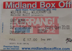 Gary Numan Wolverhampton Wulfrun Hall Ticket 2006